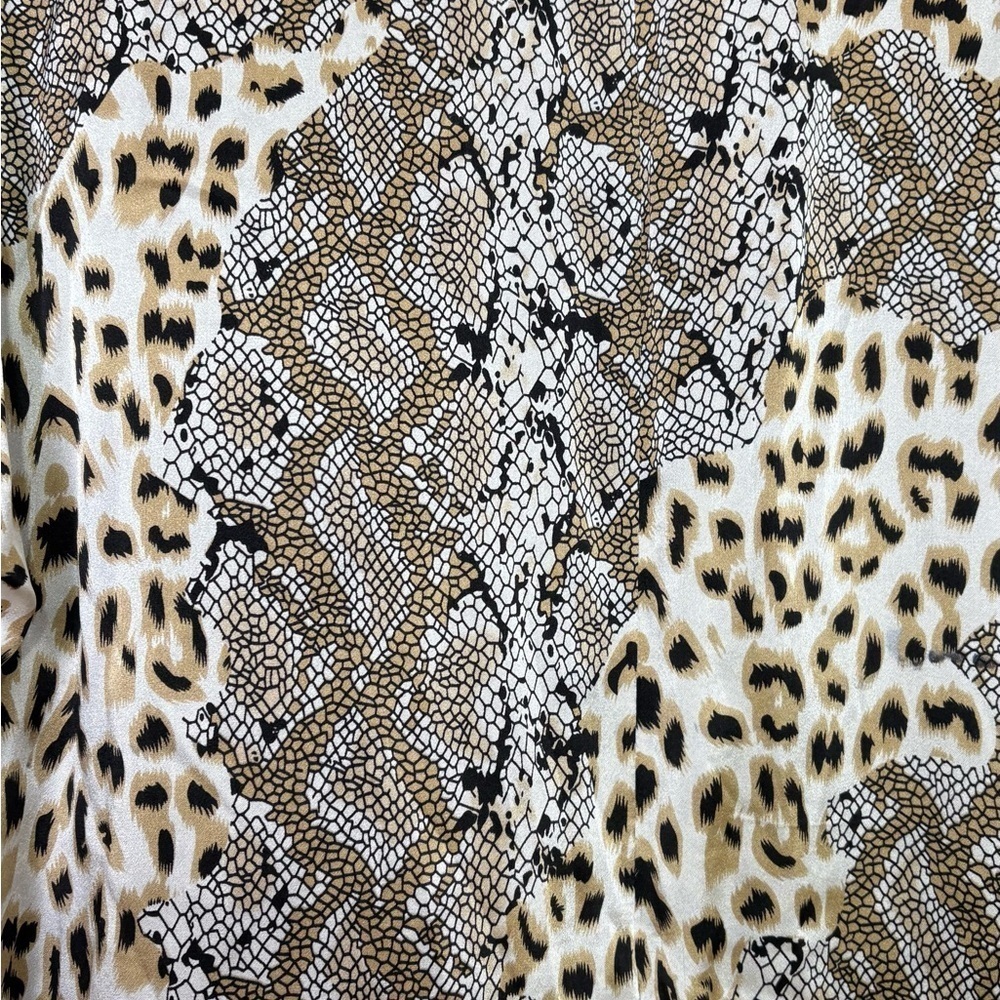 CAROLINE ROSE Vintage 100% Silk Long Tunic Blouse Top Shirt Leopard Snakeskin L - Picture 5 of 17
